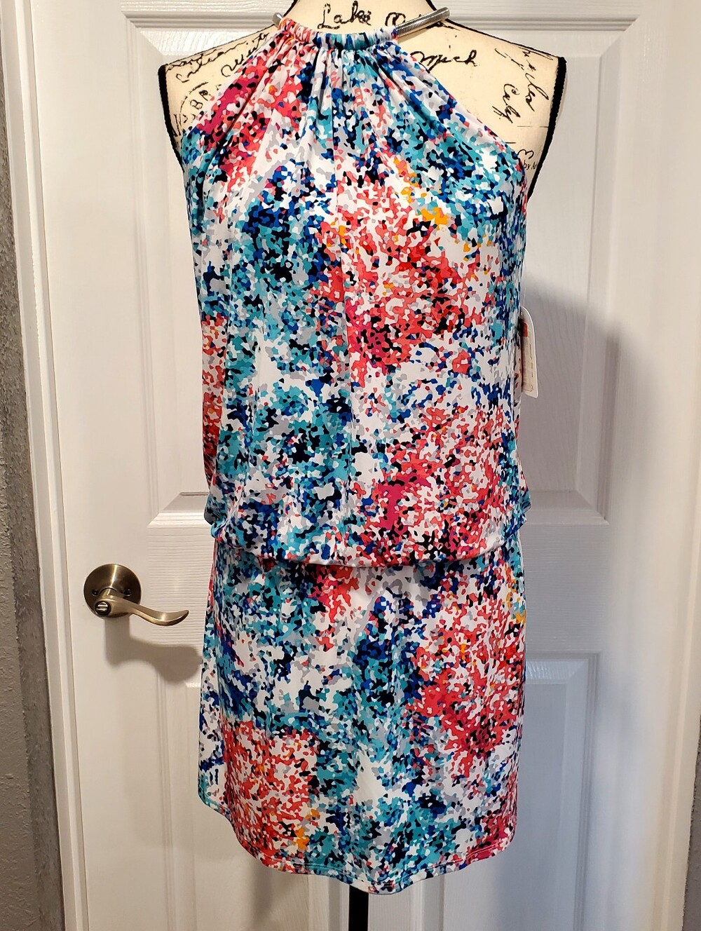 Jessica Simpson Multicolor Halter Dress with Abstract Print Size 4